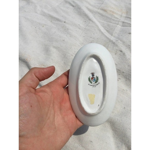 Capodimonte Italian trinket dish 5” ceramic cherub angels Italy country m.a.s. - Picture 9 of 10